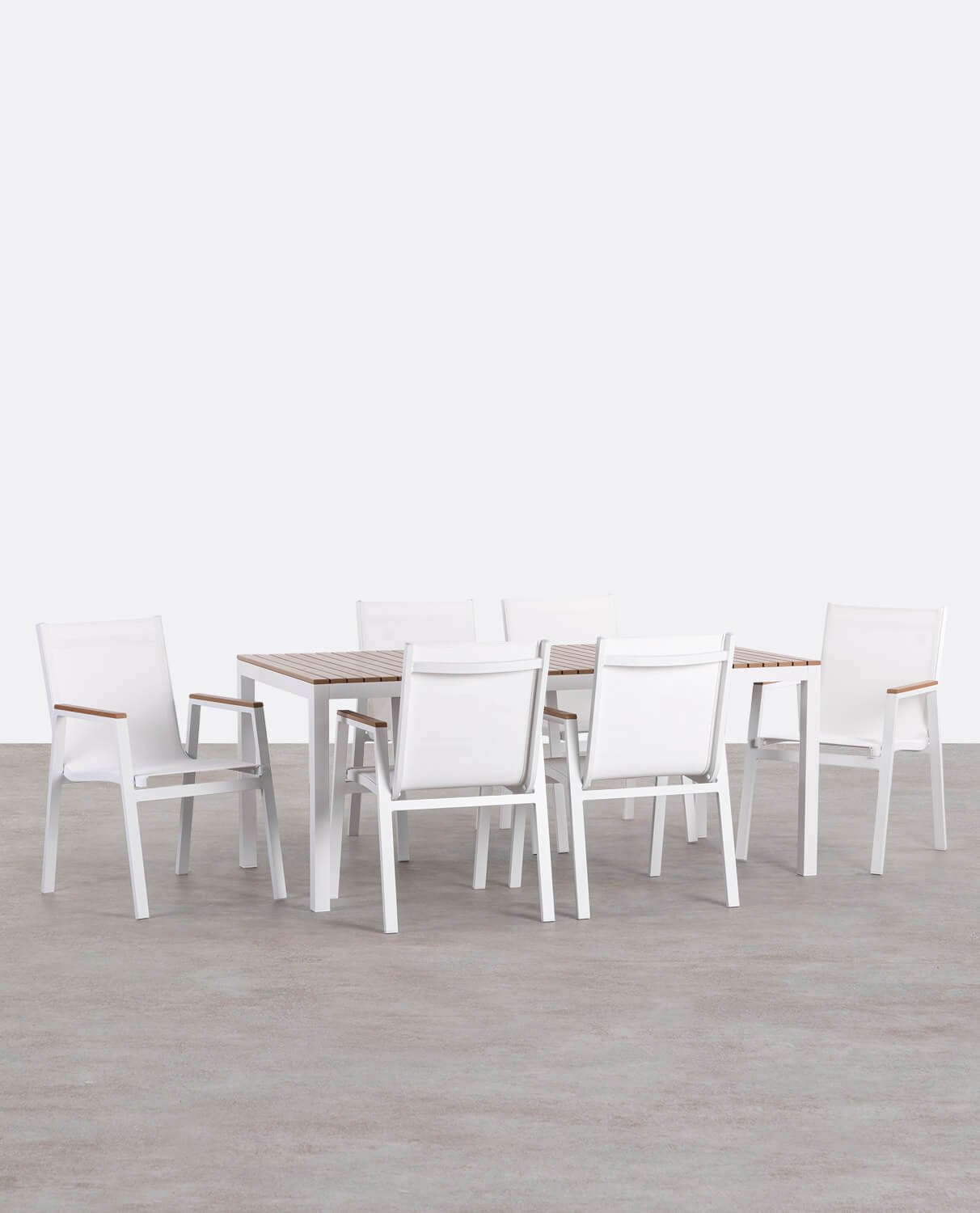 Set aus Aluminiumtisch und 6 Stühlen für draußen Korce, Galeriebild 1
