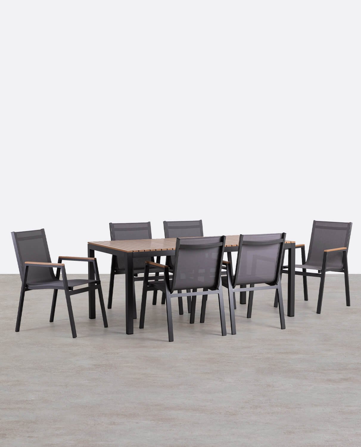 Set aus Aluminiumtisch und 6 Stühlen für draußen Korce, Galeriebild 1