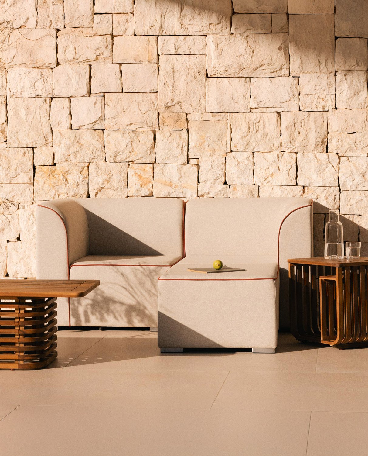 Modulares Gartensofa 2 Eckstücke mit Lagos-Stoffbezug, Galeriebild 2