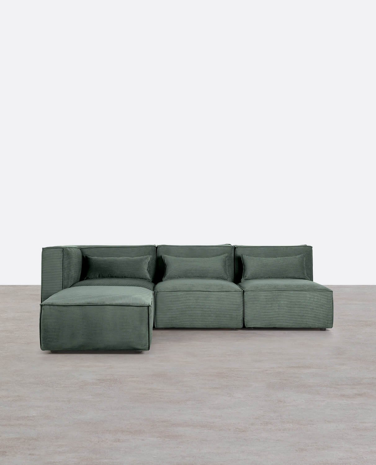 Kilhe 3-teiliges Modulares Ecksofa mit 2 Sesseln und Cord-Pouf, Galeriebild 1