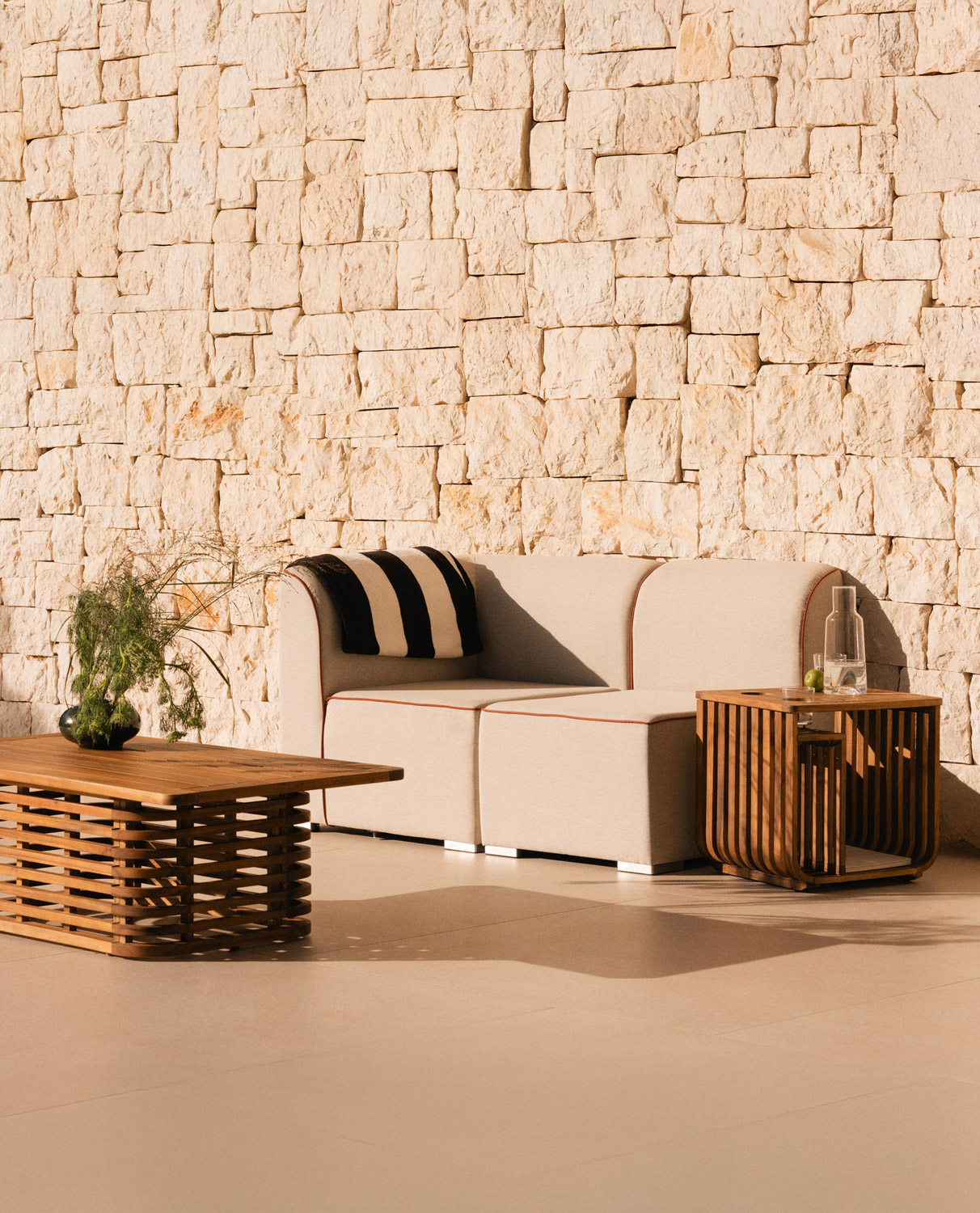 Modulares Gartensofa 2-teilig, Ecksofa und Lagos-Stoffsessel, Galeriebild 2