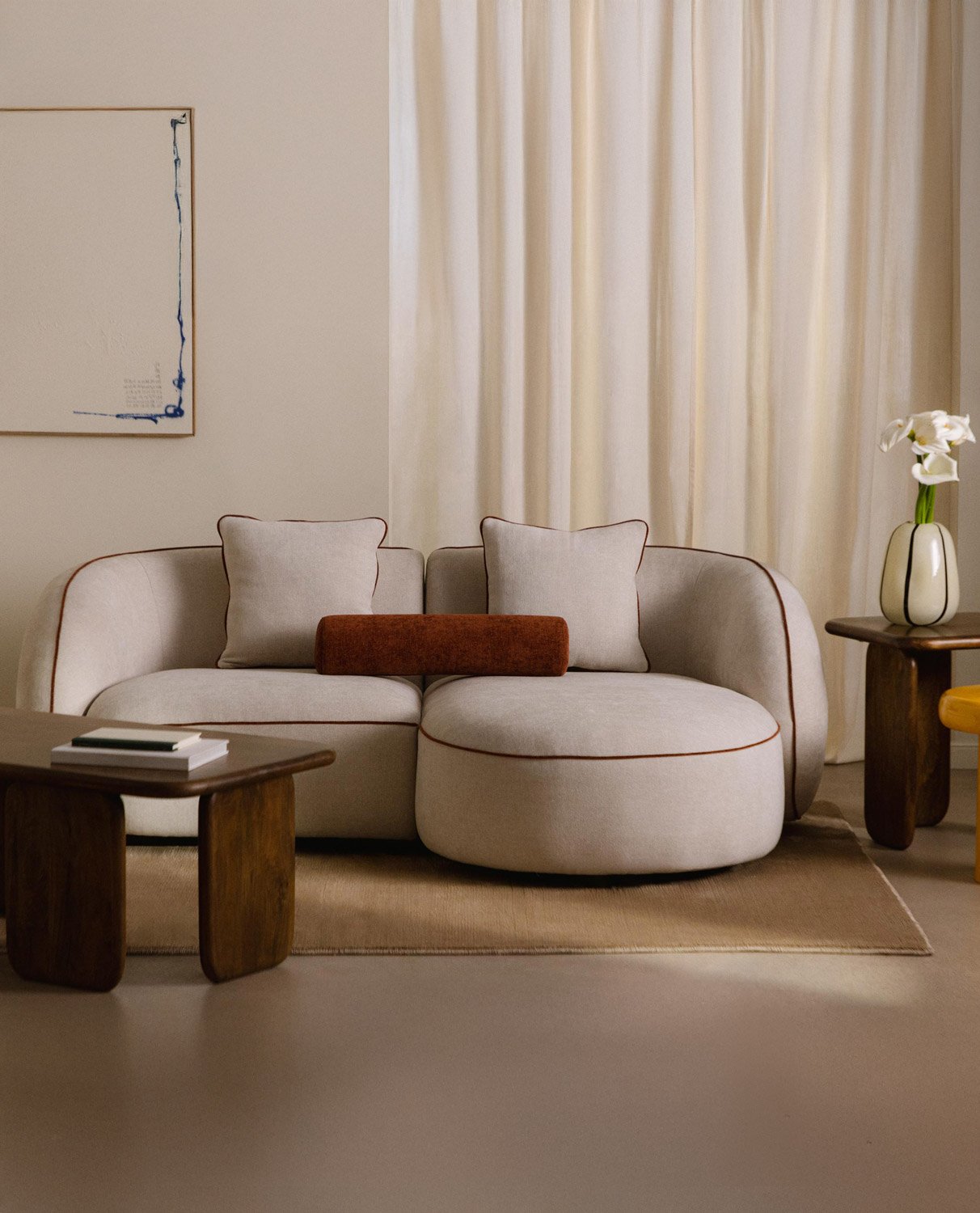 Modulares 2-teiliges Ecksofa mit Chaiselongue aus Ilham-Stoff , Galeriebild 2