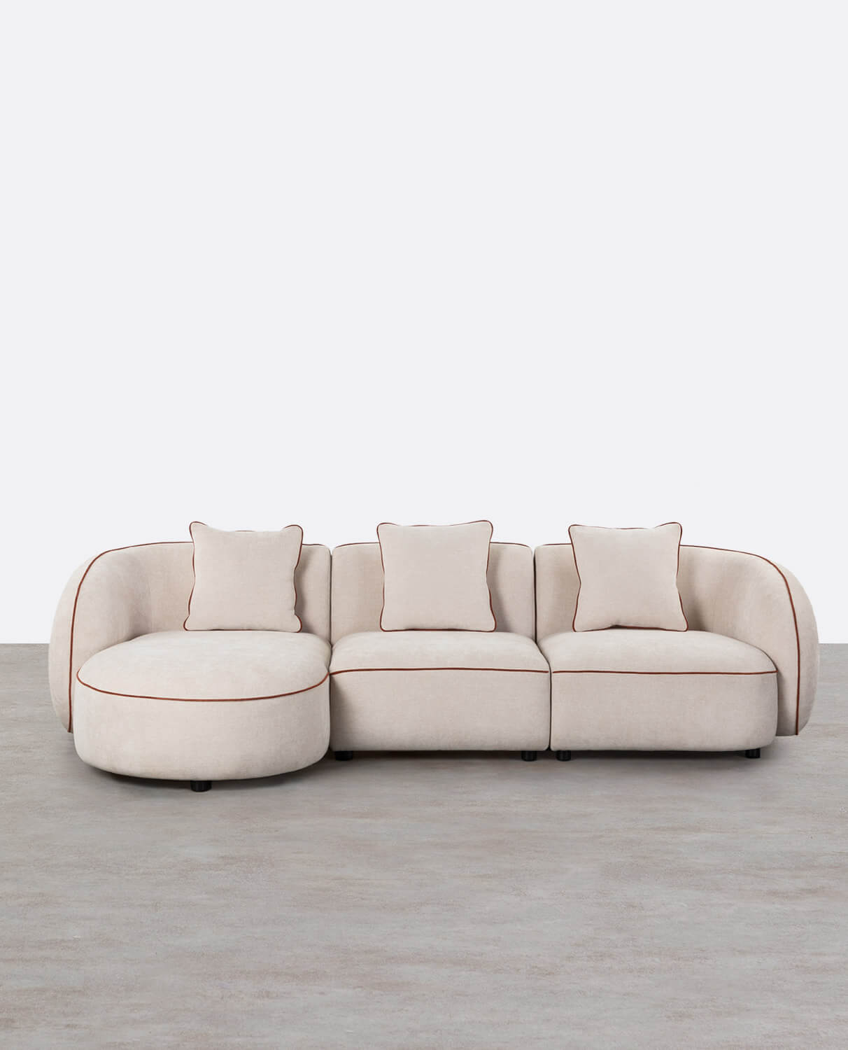 Modulares 3-teiliges Chaiselongue-Sofa mit Eck- und Ilham-Stoffsessel, Galeriebild 1