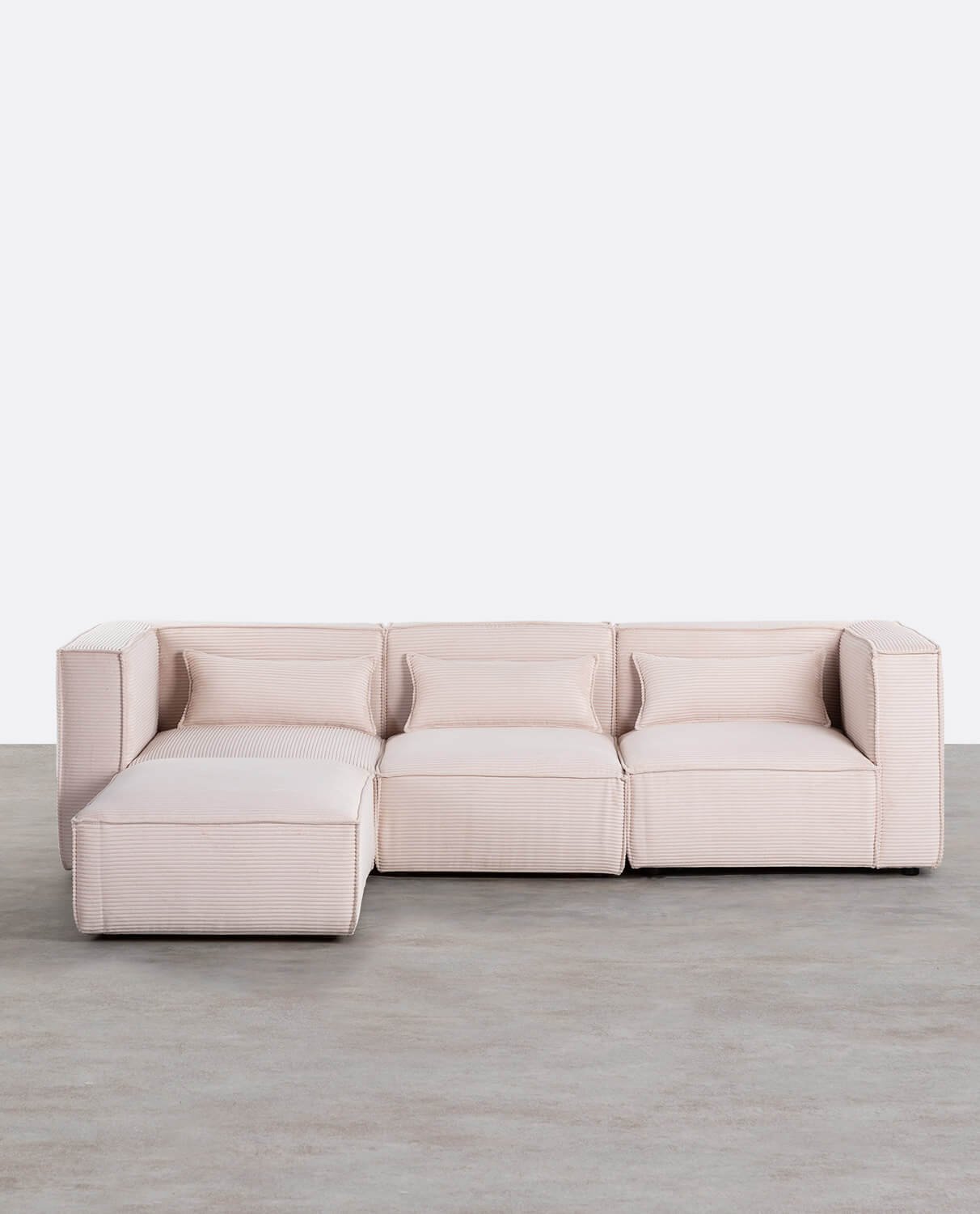 Modulares 3-Teiliges Sofa mit 2 Eckteilen und Sessel mit dickem Cord-Puff Kilhe, Galeriebild 1