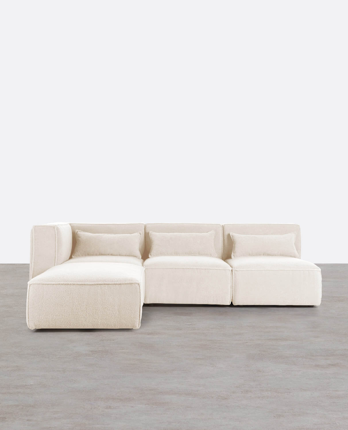 Modulares Sofa 3-Teilig mit 2 Sesseln und Pouf aus Bouclé Stoff Kilhe, Galeriebild 1