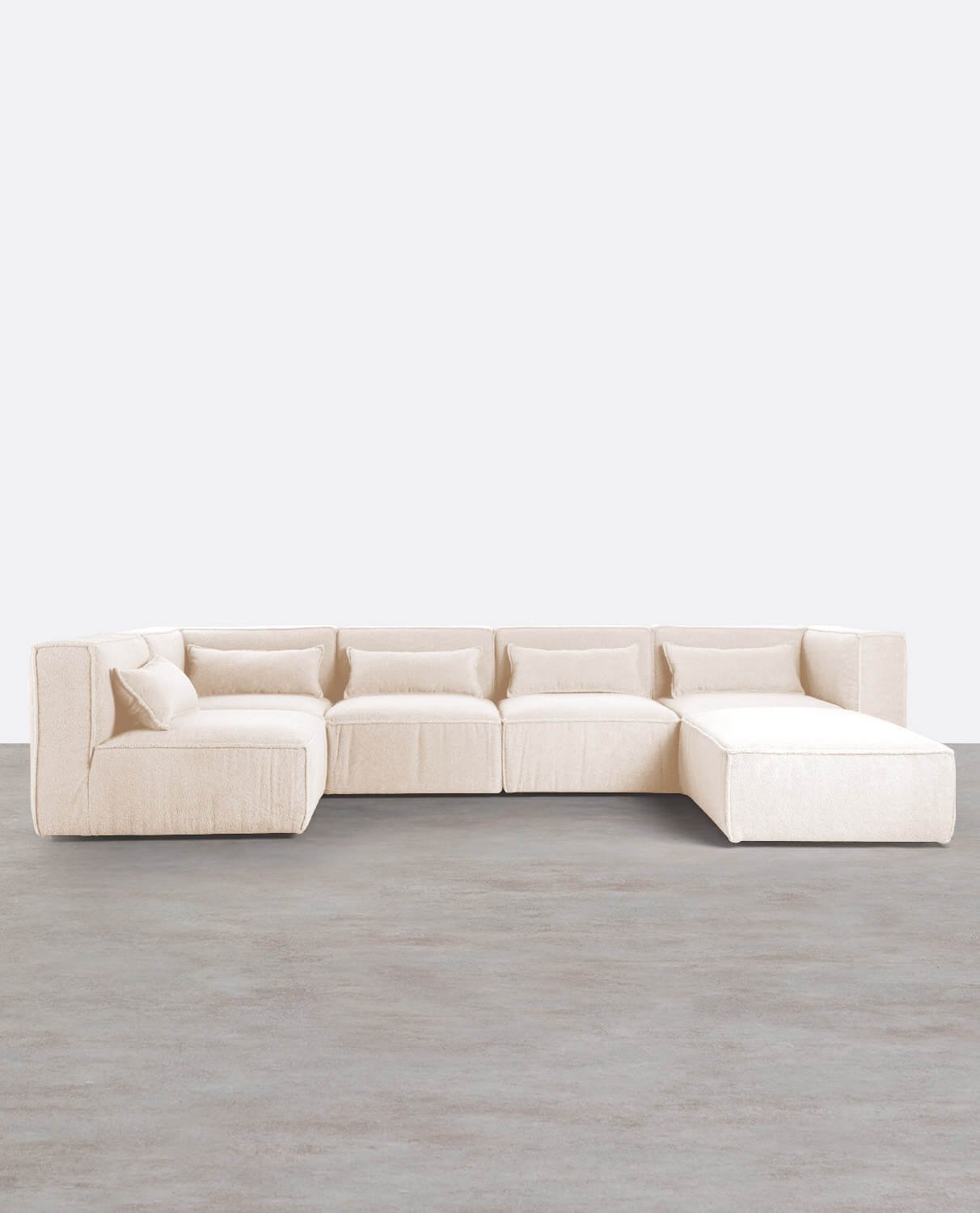 Modulares Sofa 5-Teilig und Pouf aus Bouclé Stoff Kilhe, Galeriebild 1
