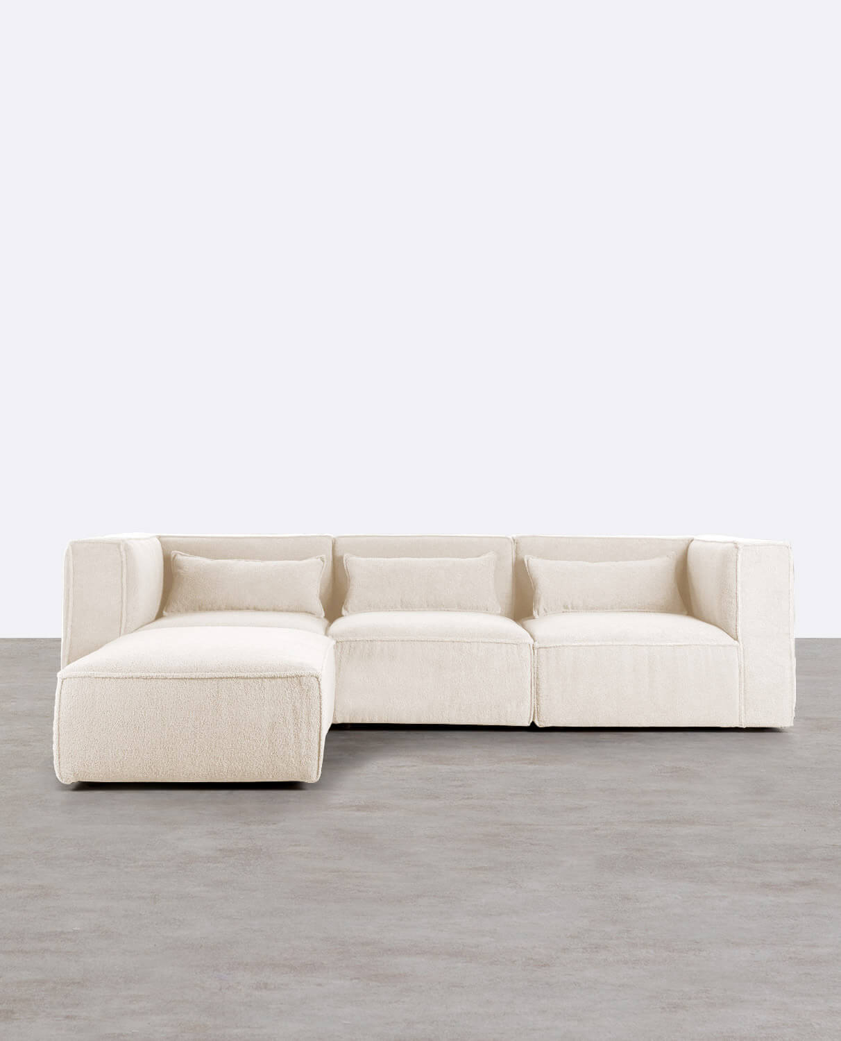 Modulares Sofa 3-Teilig mit 2 Ecksesseln und Pouf aus Bouclé Stoff Kilhe , Galeriebild 1