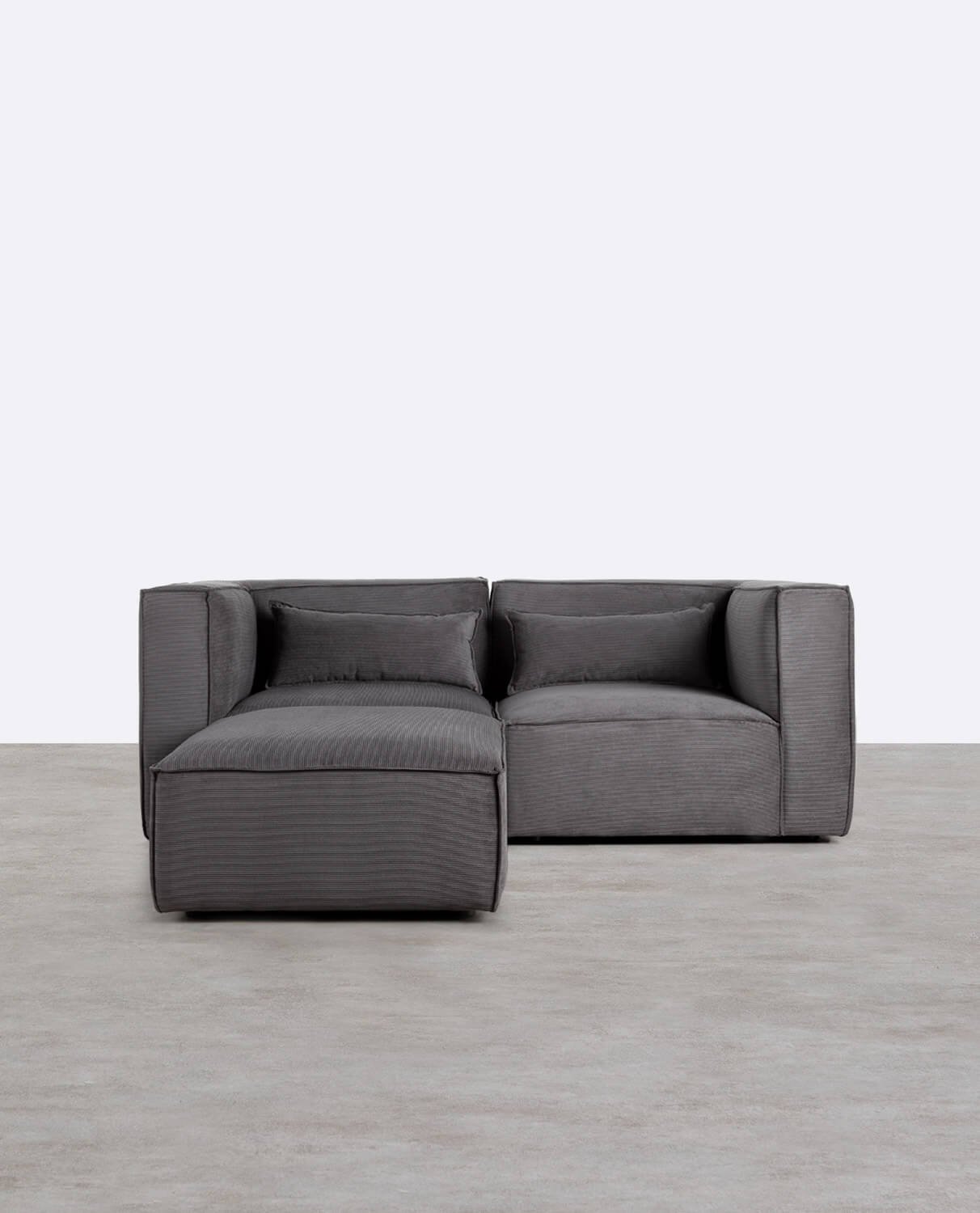 Modulares Sofa 2-Teilig mit Ecksofa und Pouf aus Kord Kilhe, Galeriebild 1