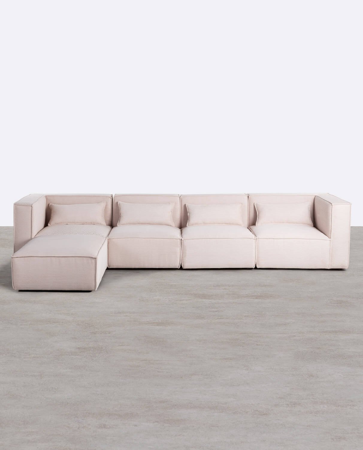 4-Tlg. Modulares Sofa mit 3 Sesseln und Dickem Kord-Puffsessel , Galeriebild 1