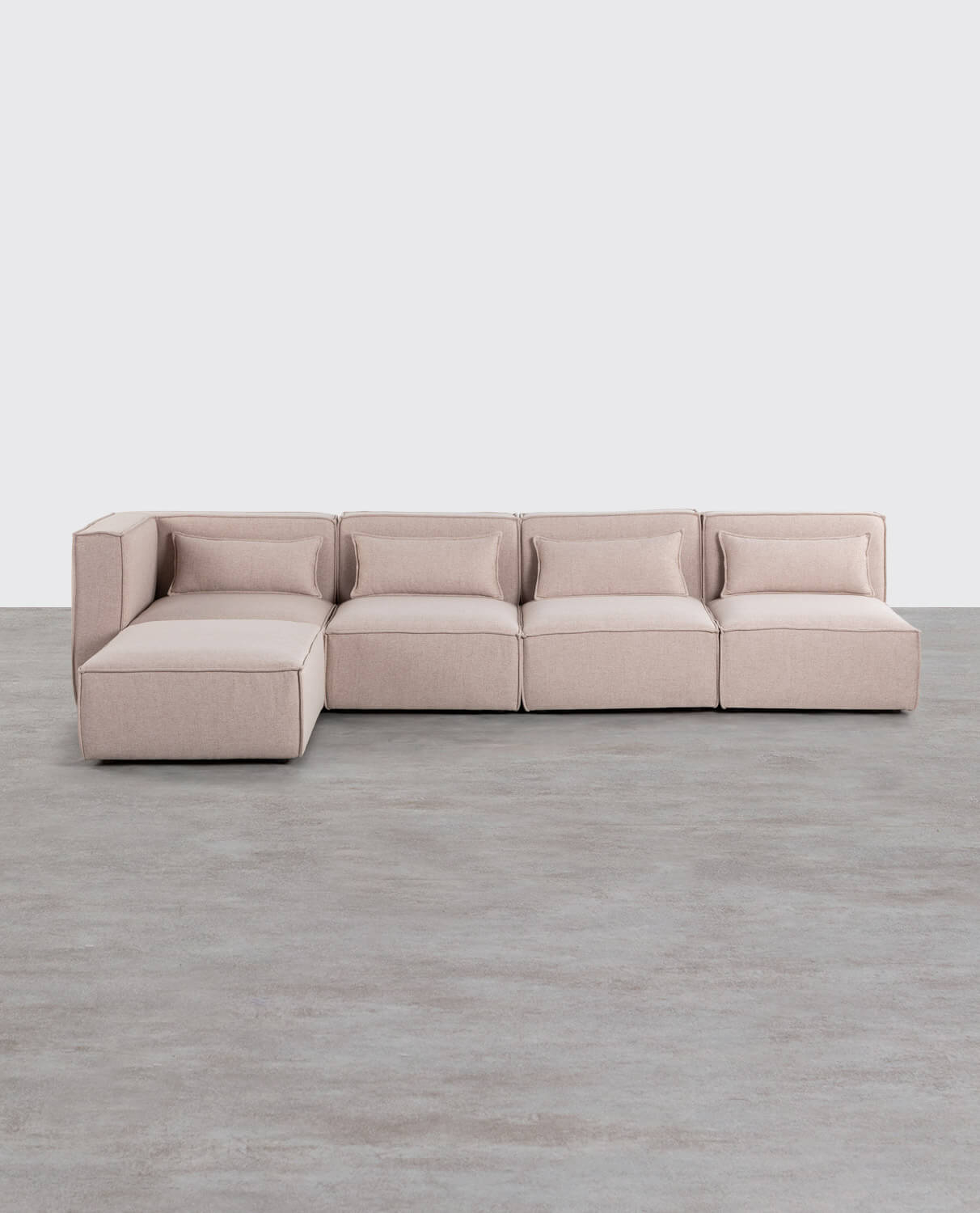 4 Stück Modulares Sofa mit 3 Sesseln und Pouffe aus Stoff Kilhe, Galeriebild 1