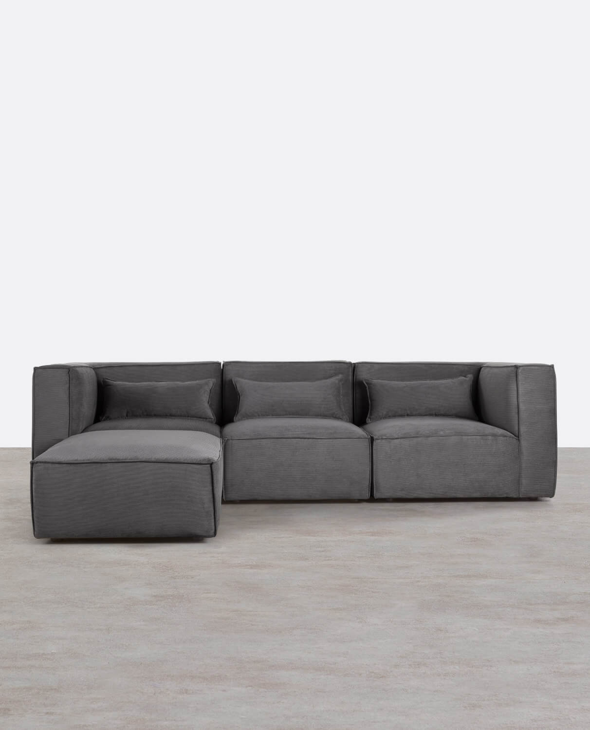 Modulares Sofa 3-Teilig mit 2 Ecksesseln und Pouf aus Kord Kilhe, Galeriebild 1