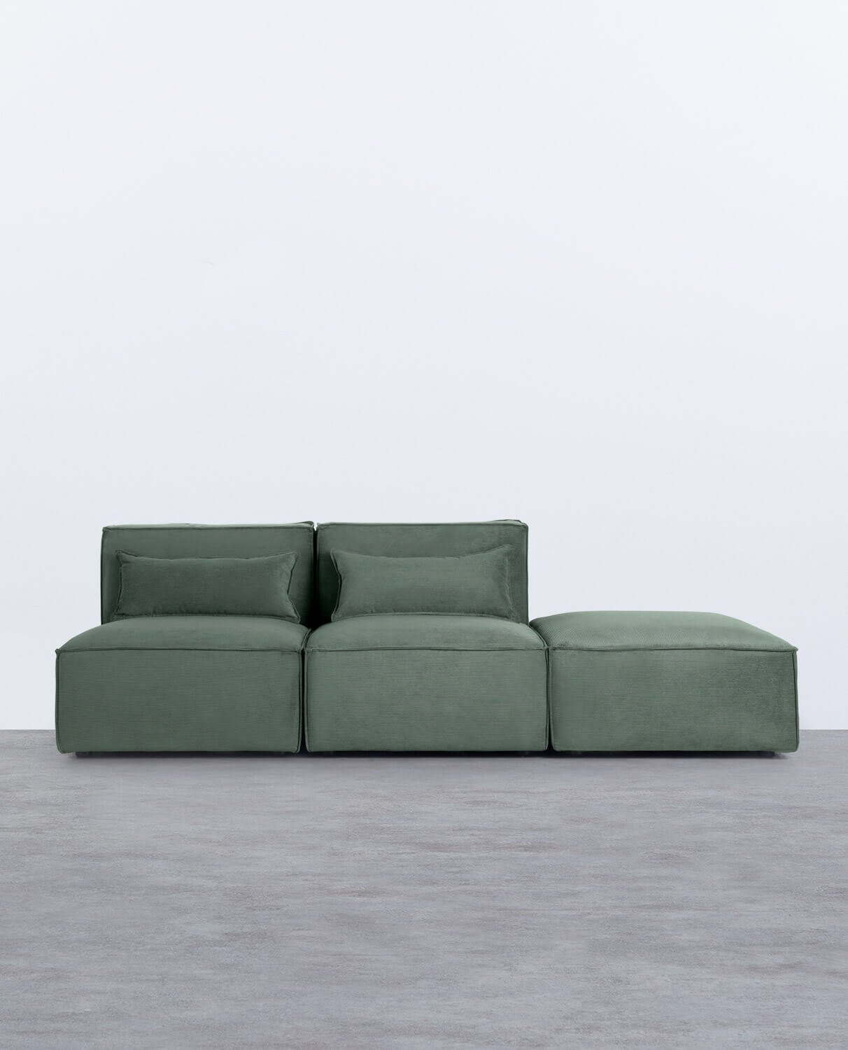 Modulares Sofa 2-Teilig und Pouf aus Kord Kilhe