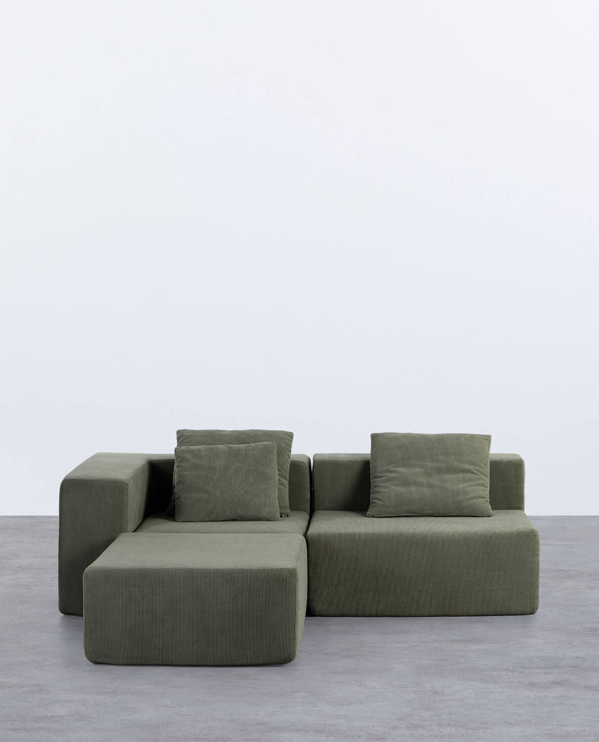 2 Stück Ecksofa und Sessel mit Cord-Puff vakuumverpackt Grecia