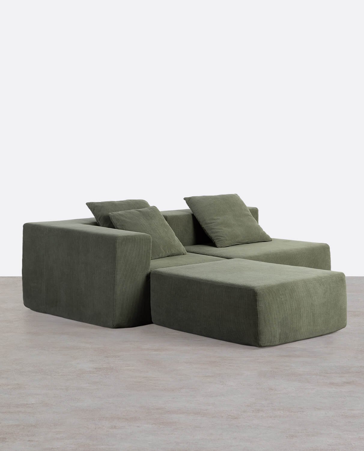 2 Stück Ecksofa und Sessel mit Cord-Puff vakuumverpackt Grecia, Galeriebild 1