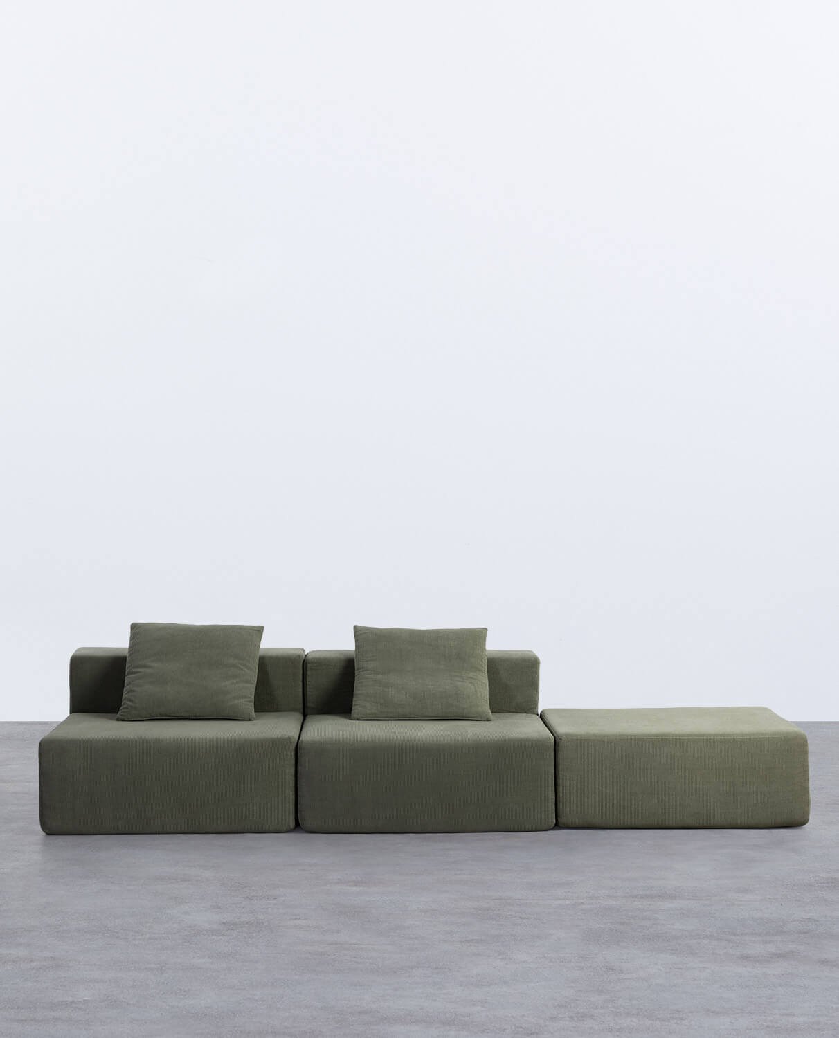2-tlg. Sofa mit Kord-Puffsessel Vakuumverpackt Grecia