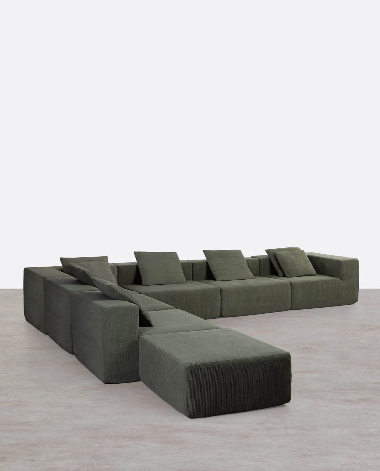 6-teiliges Loft-Sofa mit vakuumverpacktem Kord-Pouf Grecia, Galeriebild 1