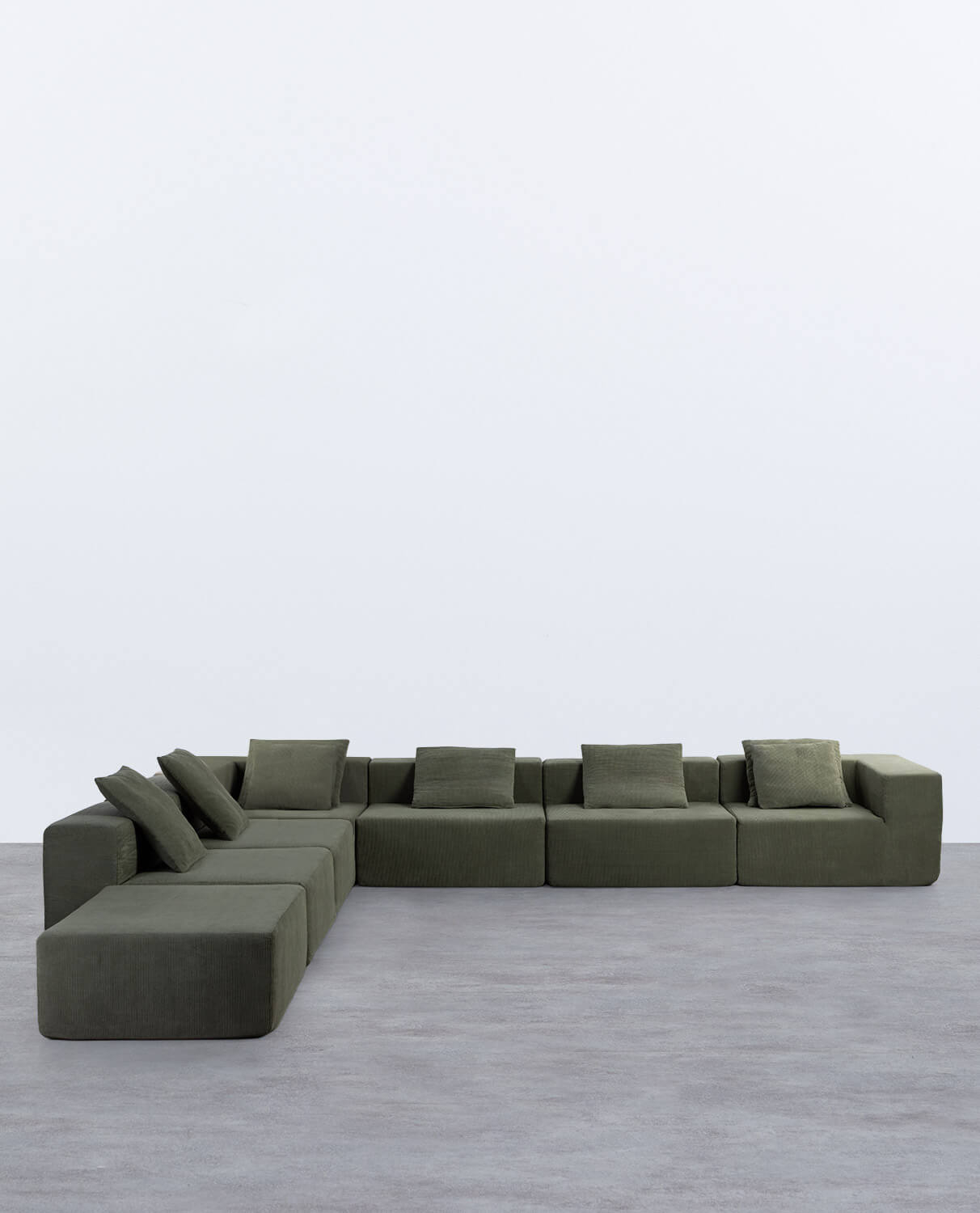 6-teiliges Loft-Sofa mit vakuumverpacktem Kord-Pouf Grecia