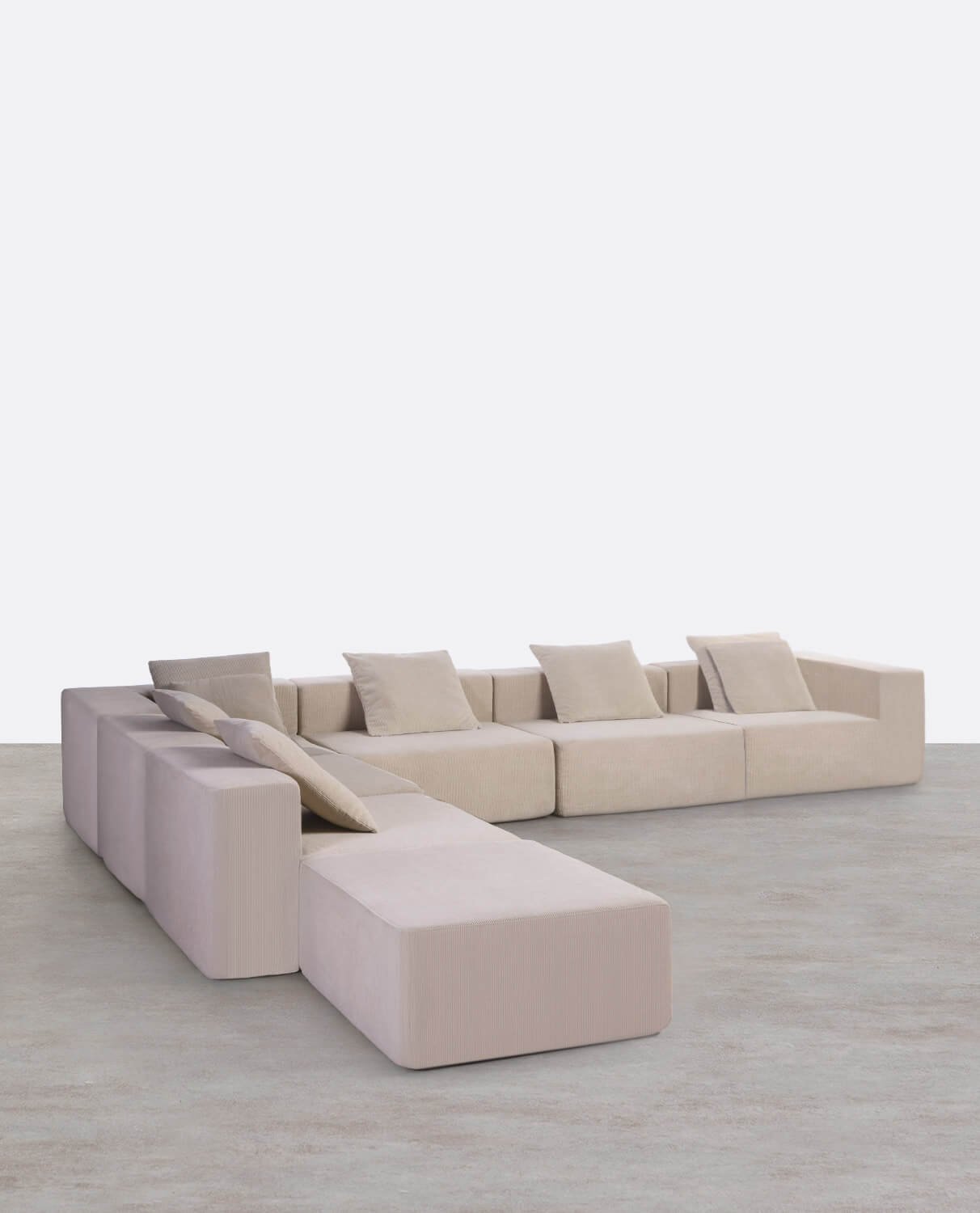 6-teiliges Loft-Sofa mit vakuumverpacktem Kord-Pouf Grecia, Galeriebild 1