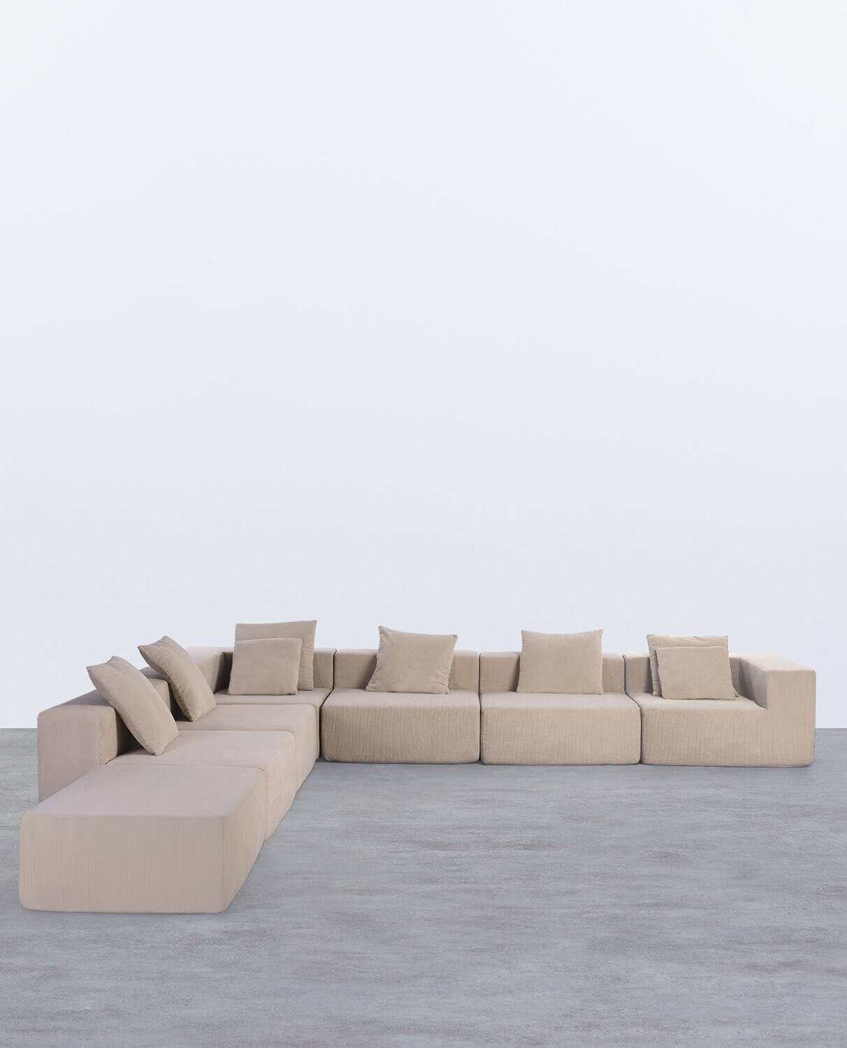 6-teiliges Loft-Sofa mit vakuumverpacktem Kord-Pouf Grecia