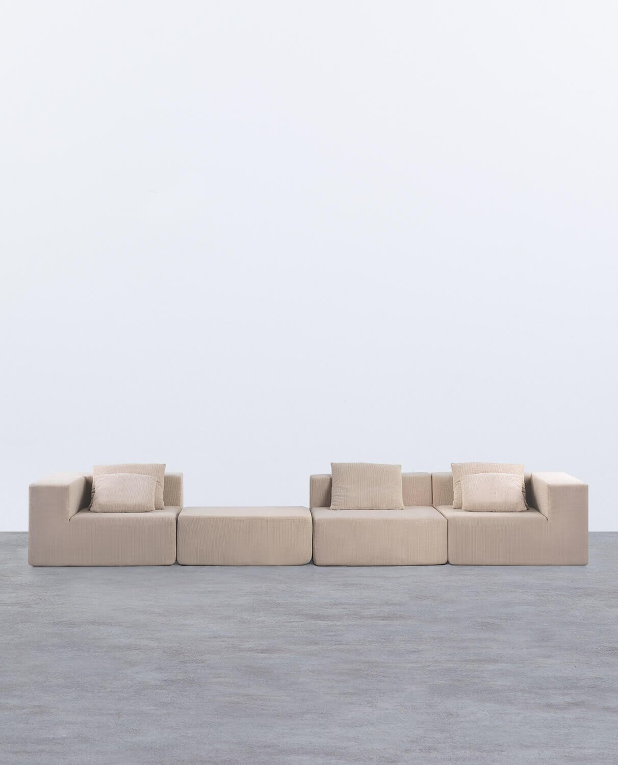 3 Stück Ecksofa mit 1 Sessel und Cord-Pouffe vakuumverpackt Grecia