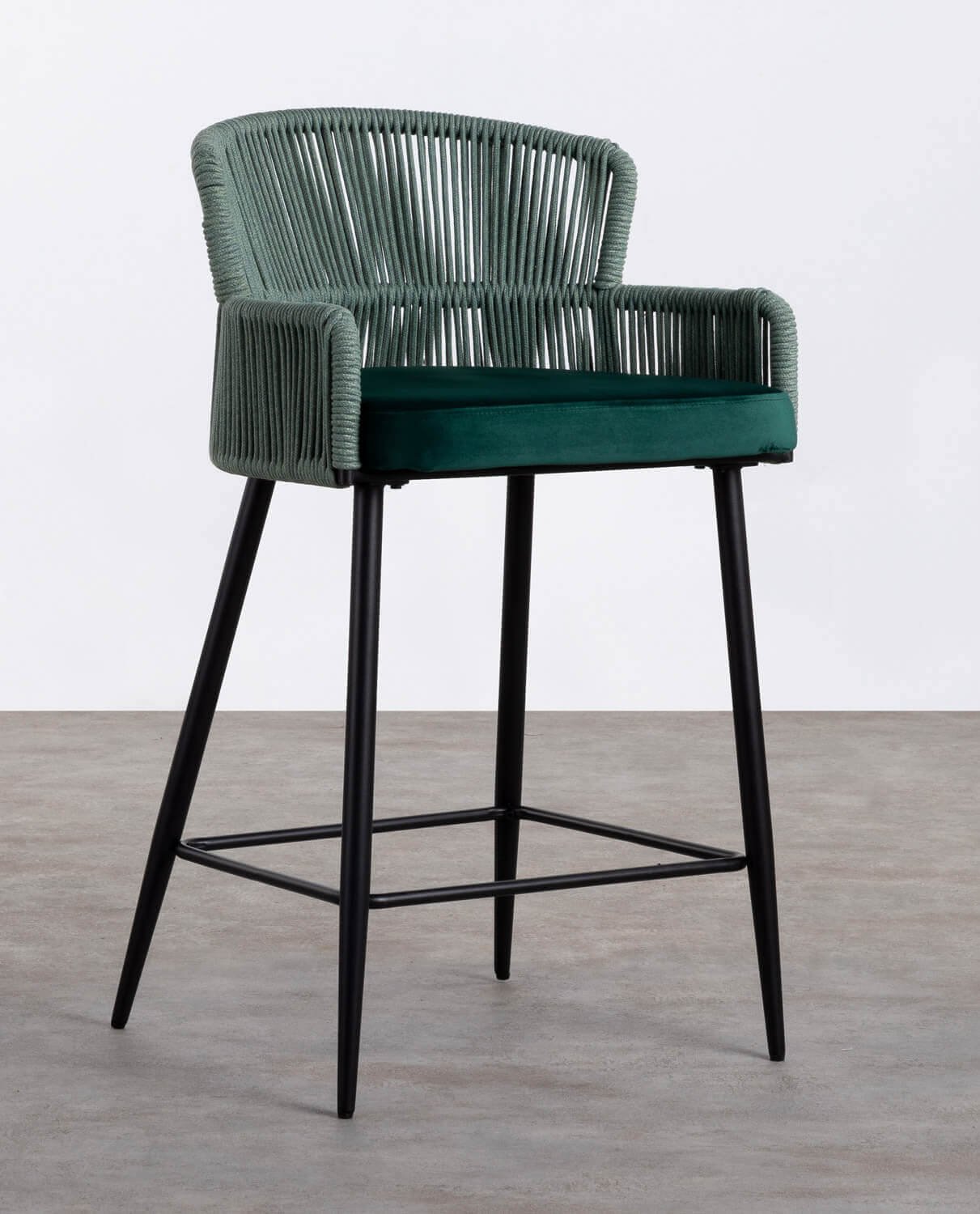 4er-Pack hohe Hocker Drean aus Samt und Seil, Galeriebild 1