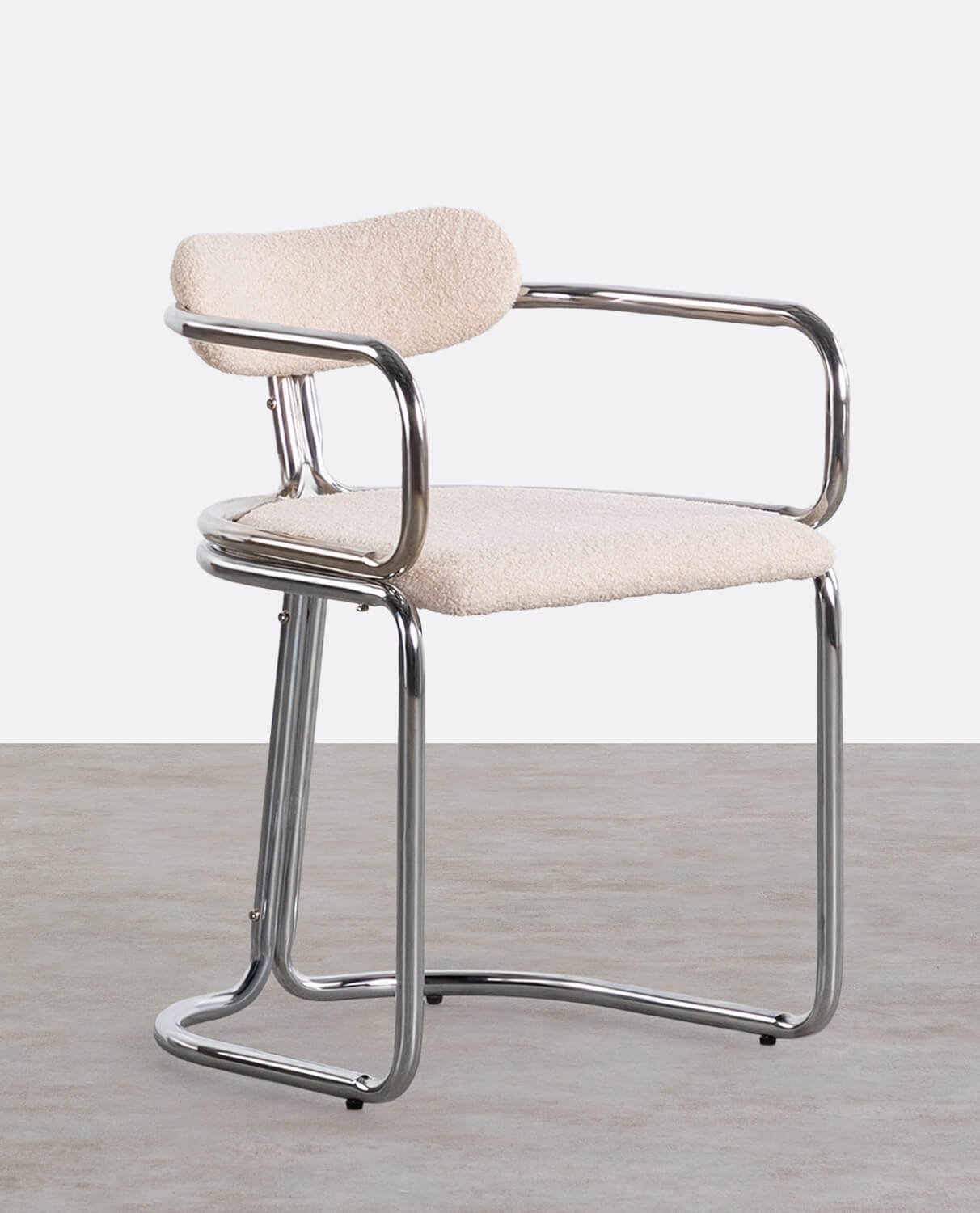 2er-Pack Esszimmerstühle mit Stoff- und Metallarmlehnen Teba Bouclé, Galeriebild 1