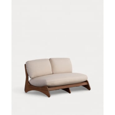 2-Sitzer-Gartensofa aus Akazienholz mit Kissen aus Lorent-Stoff Akazie mittel - The Masie