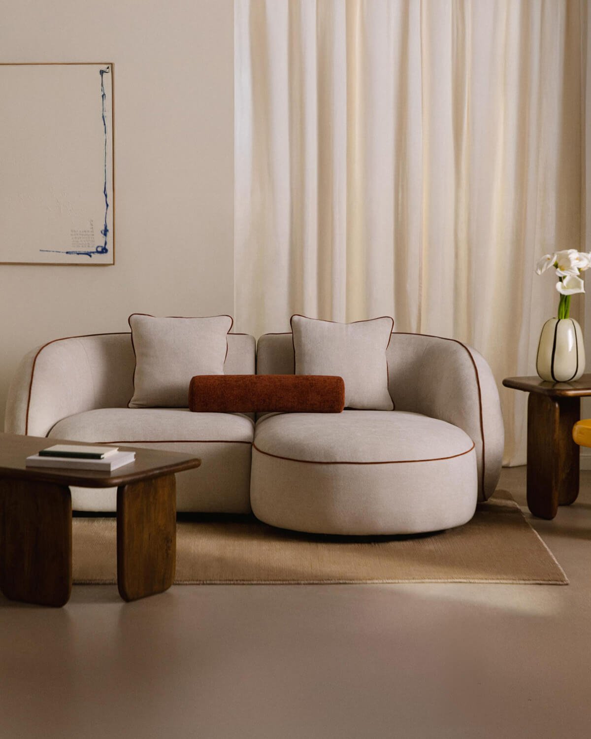 Modulares 2-teiliges Ecksofa mit Chaiselongue aus Ilham-Stoff , Galeriebild 2