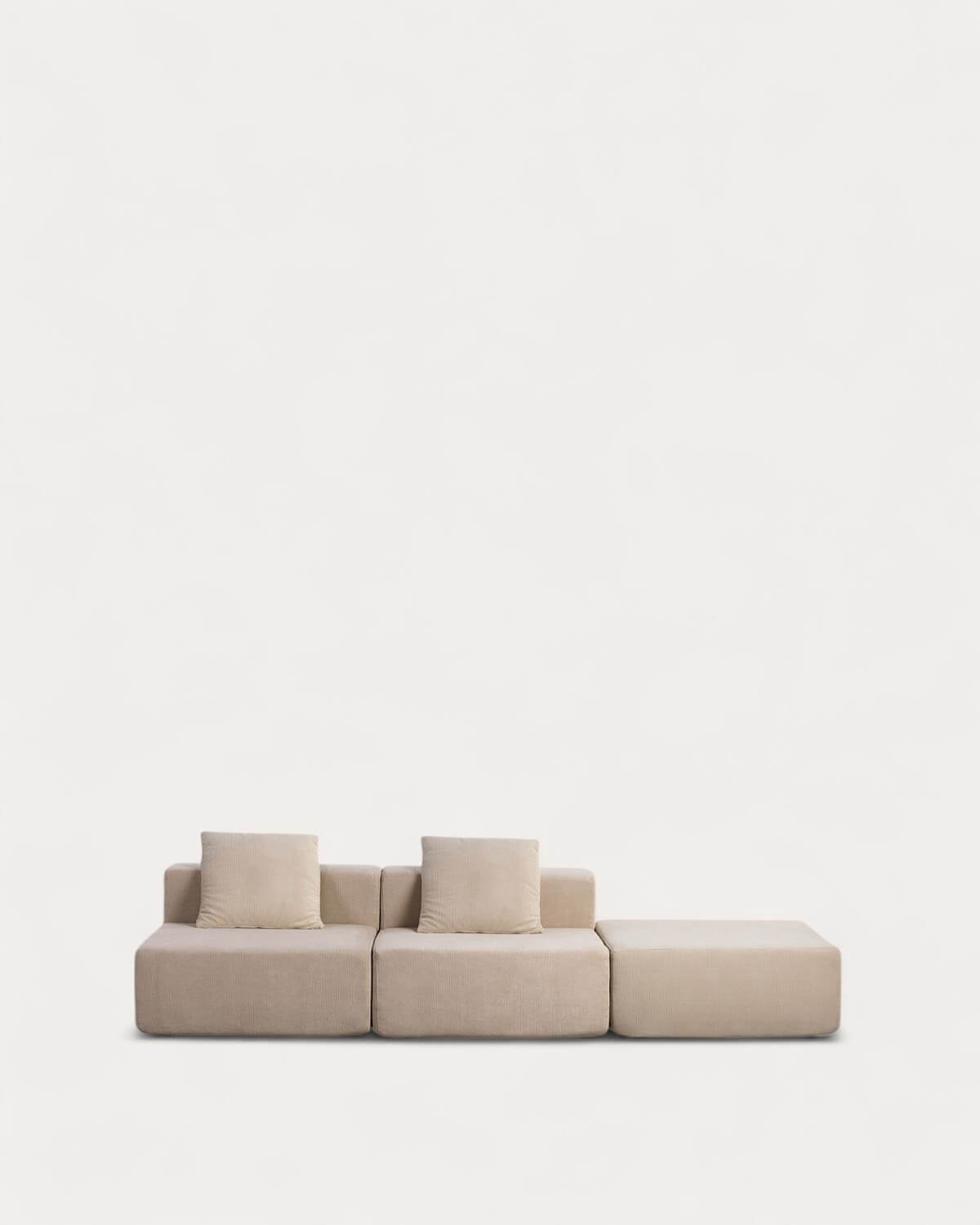 2-tlg. Sofa mit Kord-Puffsessel Vakuumverpackt Grecia