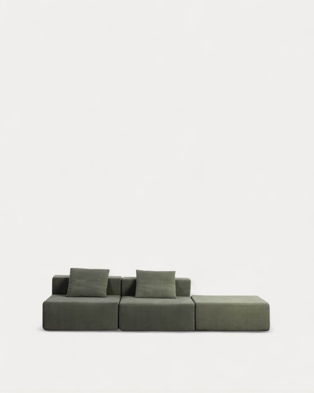 2-tlg. Sofa mit Kord-Puffsessel Vakuumverpackt Grecia