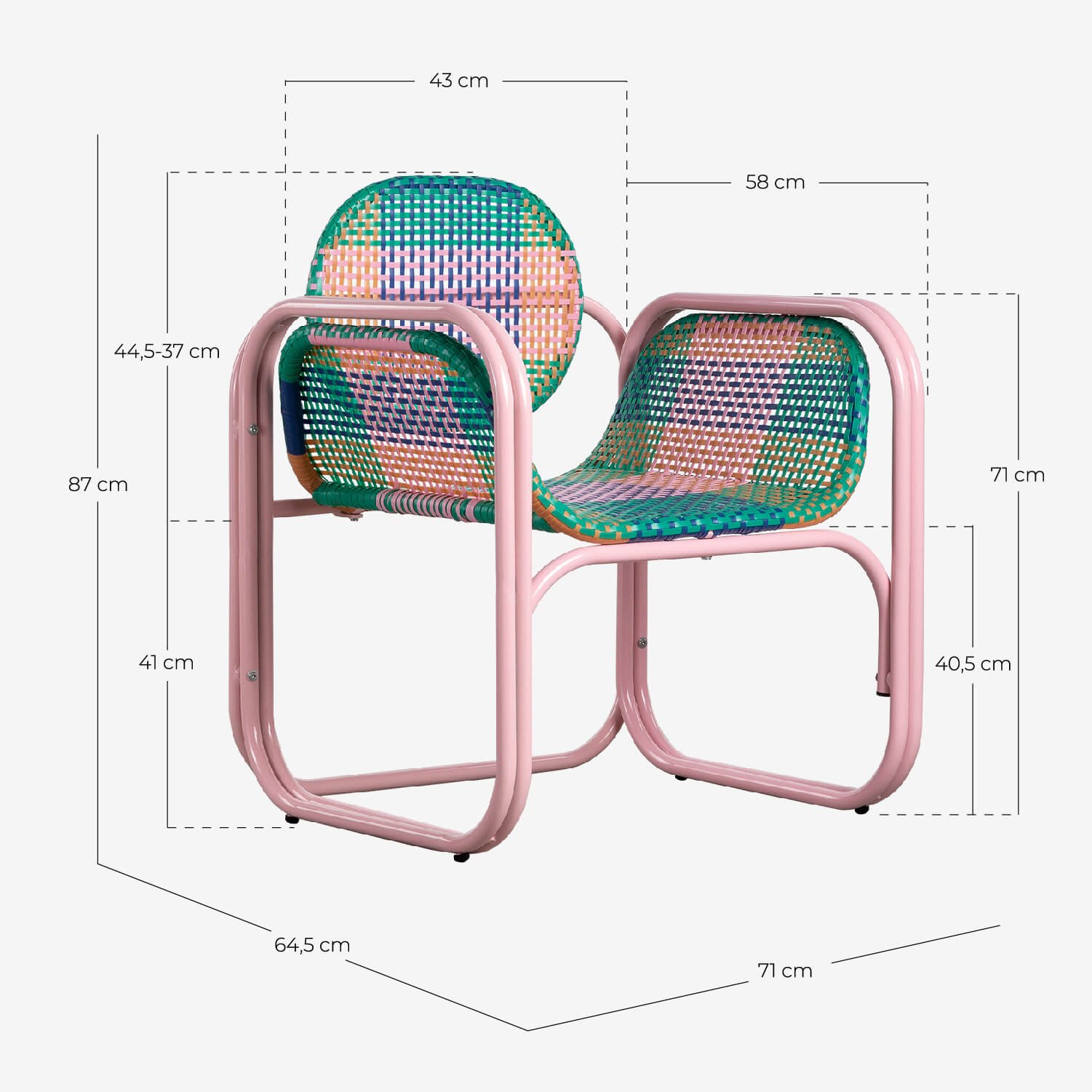 Sessel mit Armlehnen aus Aluminium und synthetisches Rattan Emba Studio, Maße