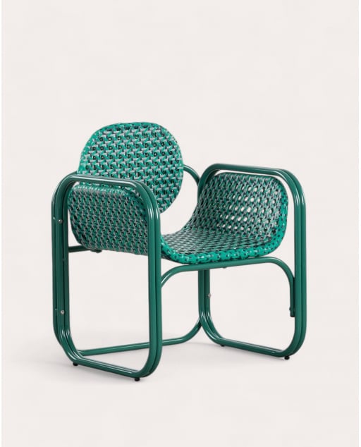 Sessel mit Aluminium-Armlehnen und synthetischem Rattan Roys