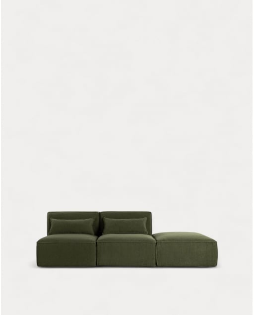 Modulares Sofa 2-Teilig mit Pouf aus Bouclé Stoff Kilhe