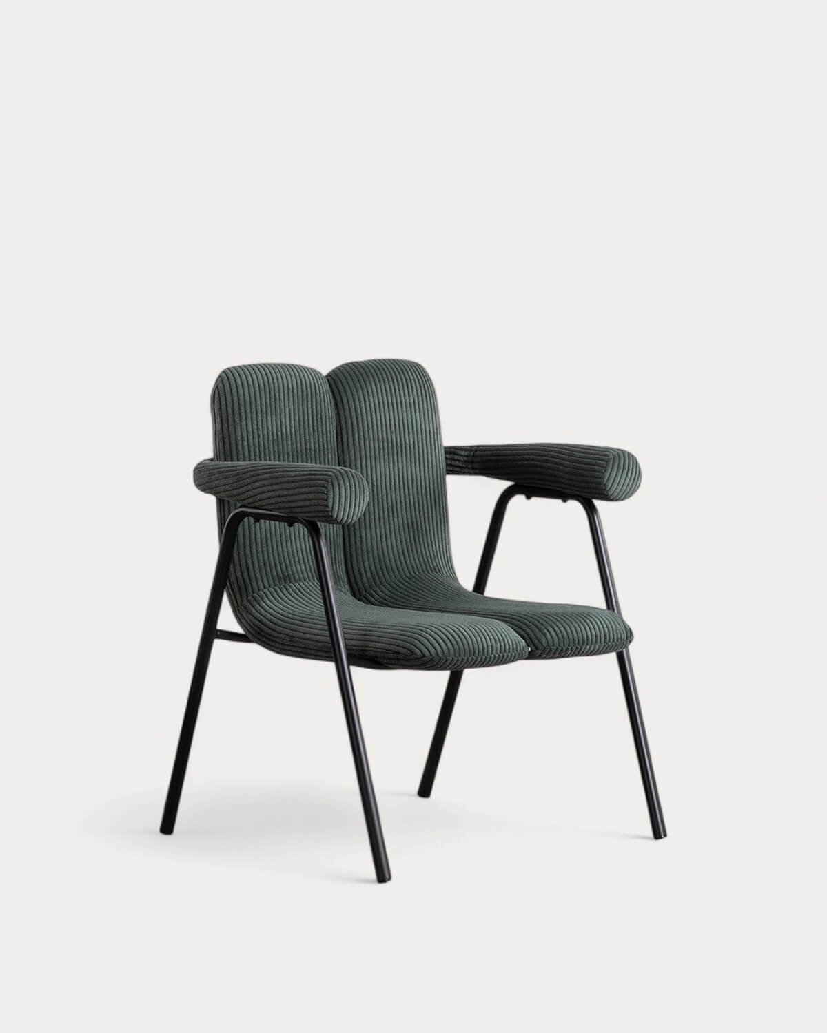 Sessel aus dickem Kord und Metall Elles, Galeriebild 1
