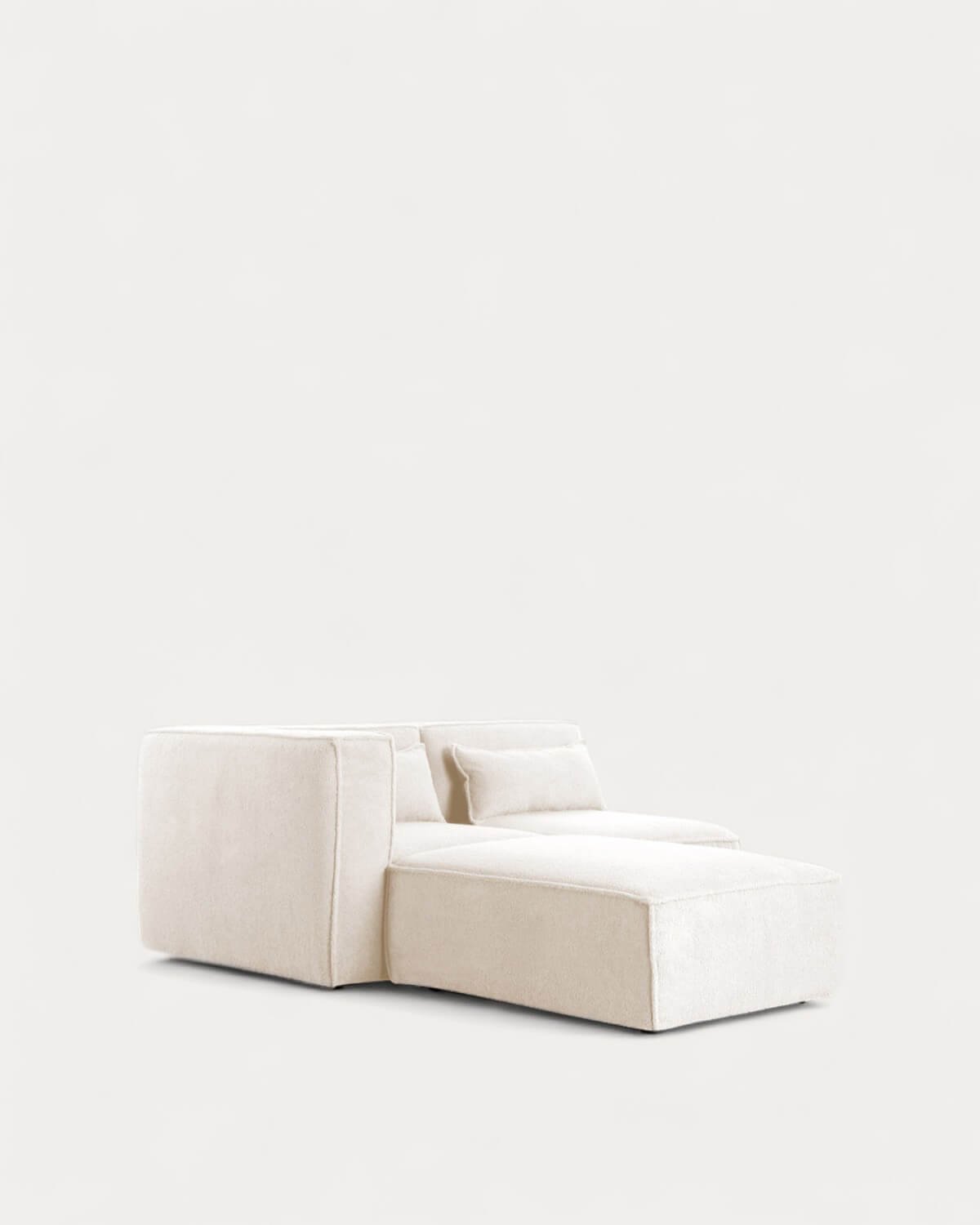 Zweiteiliges Modulares Ecksofa und Pouf aus Bouclé-Stoff Kilhe, Galeriebild 1