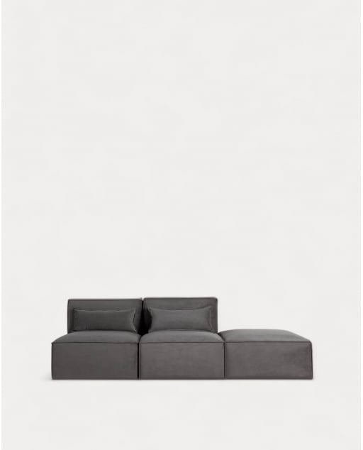 Modulares Sofa 2-Teilig und Pouf aus Kord Kilhe - Kord -Grau Graphite