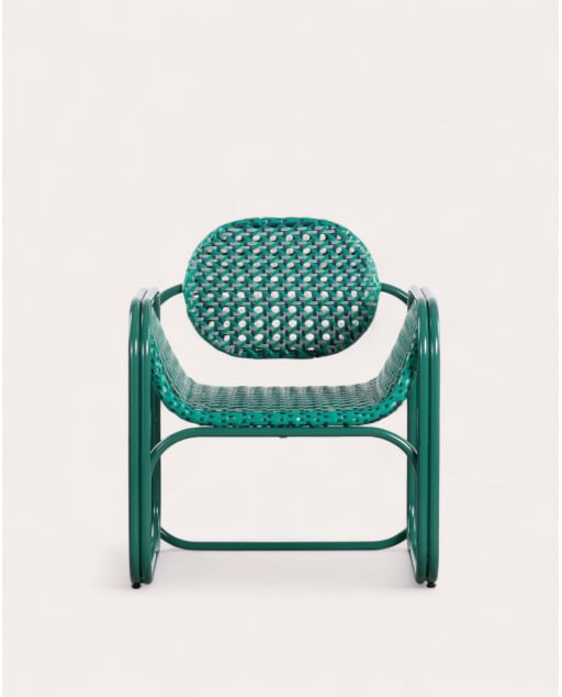 Sessel mit Aluminium-Armlehnen und synthetischem Rattan Roys