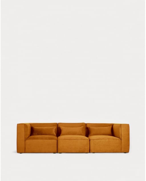Modulares Sofa 3-Teilig mit 2 Ecksofas aus Kord Kilhe - Kord -Gelb Curry