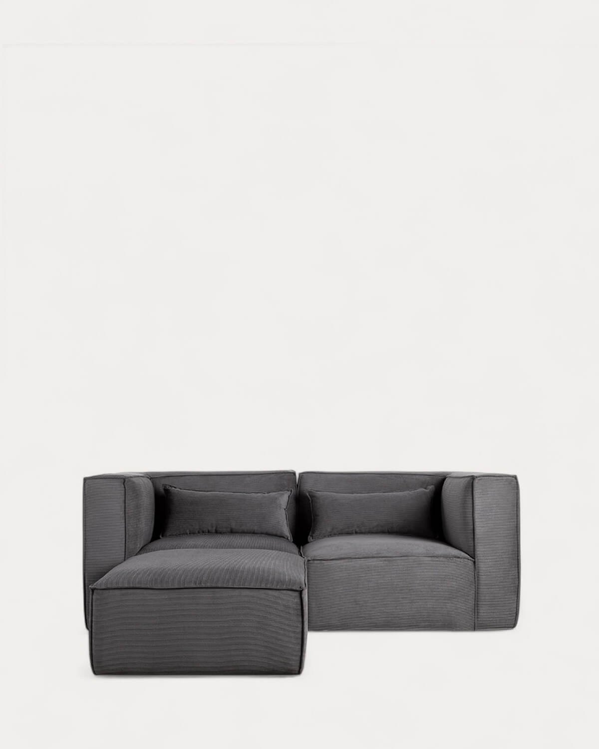 Modulares Sofa 2-Teilig mit Ecksofa und Pouf aus Kord Kilhe
