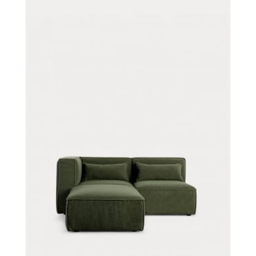 Zweiteiliges Modulares Ecksofa und Pouf aus Bouclé-Stoff Kilhe Bouclé -Grün Nori - The Masie