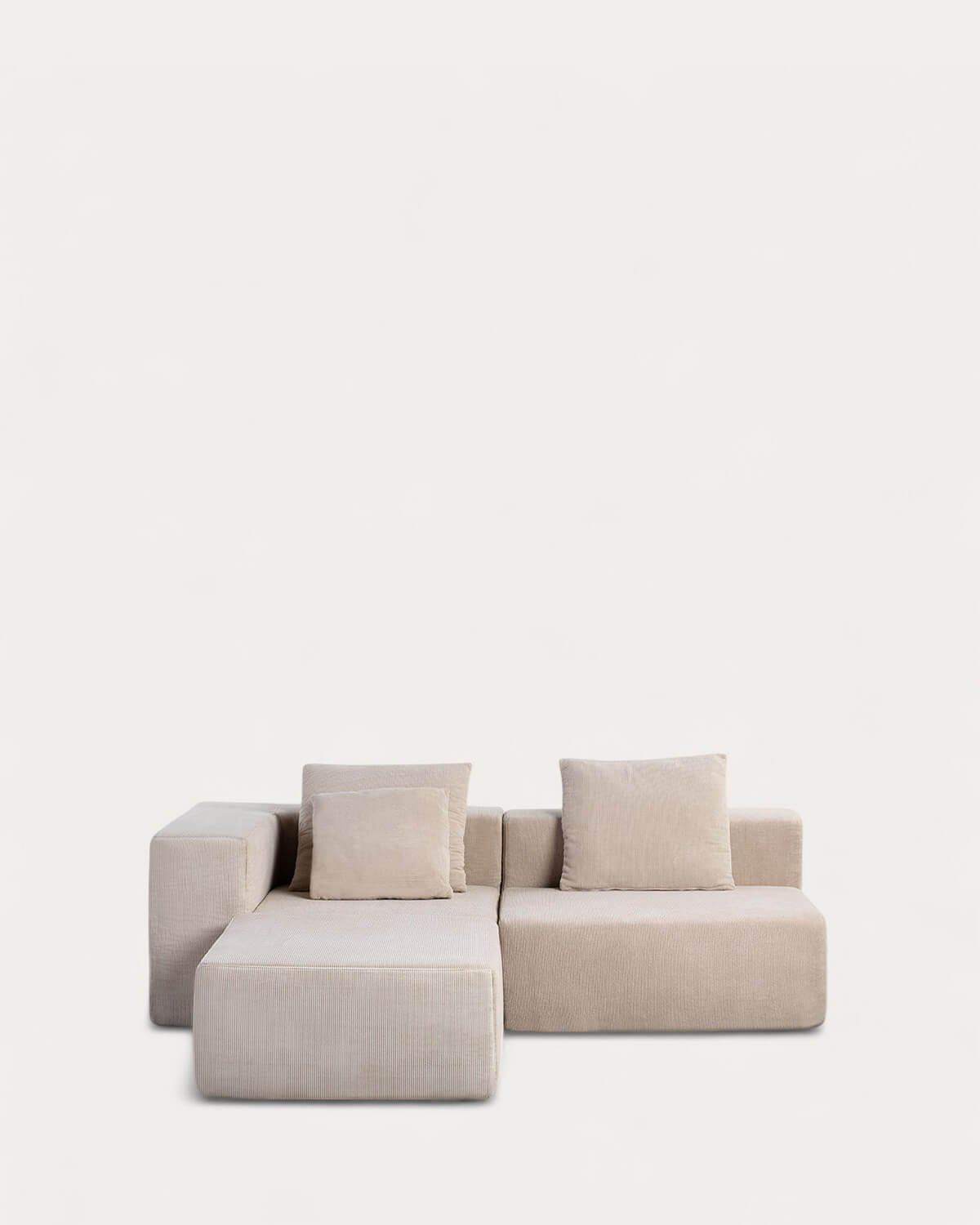 2 Stück Ecksofa und Sessel mit Cord-Puff vakuumverpackt Grecia