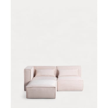 Modulares Zweiteiliges Ecksofa und Sessel mit Dickem Cordbezug Kilhe Grober Kord -Beige Seashell - The Masie