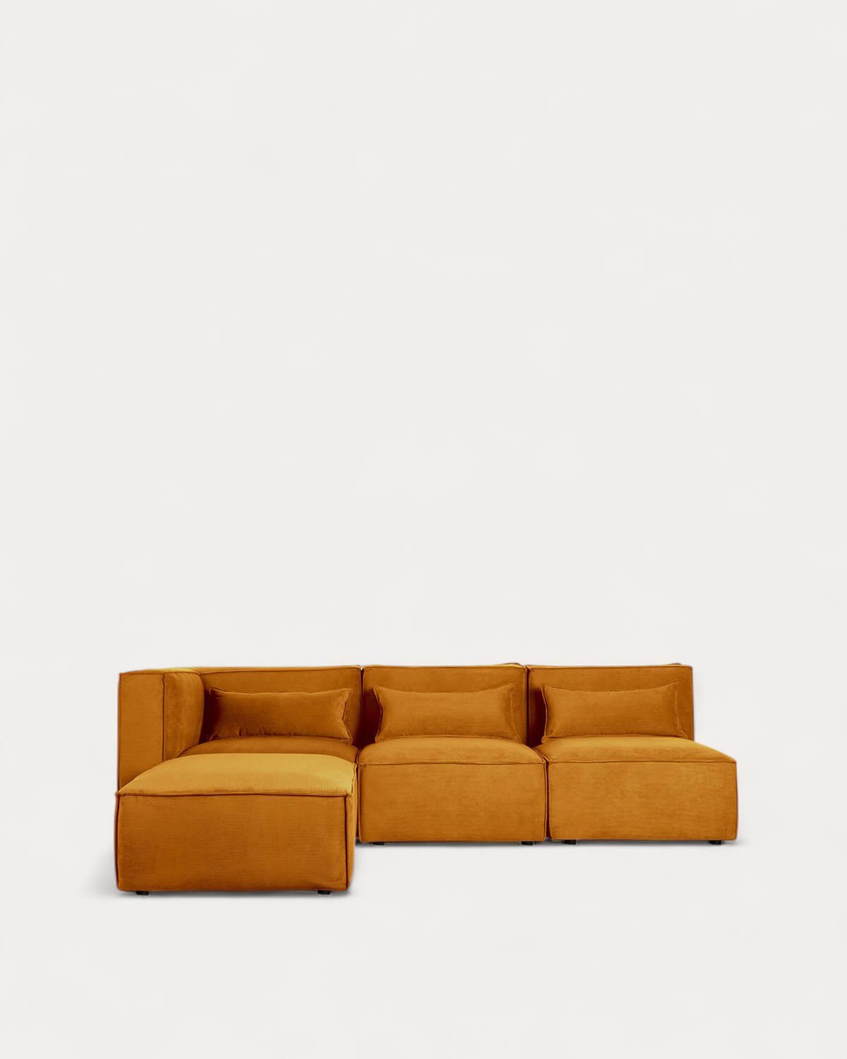 Kilhe 3-teiliges Modulares Ecksofa mit 2 Sesseln und Cord-Pouf, Galeriebild 1