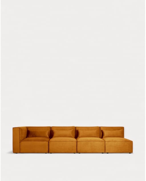 Modulares Sofa 4-Teilig mit 3 Sesseln aus Kord Kilhe - Kord -Gelb Curry