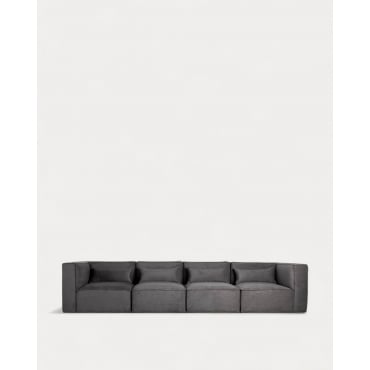 Modulares Sofa 4-Teilig mit 2 Ecksesseln aus Kord Kilhe Kord -Grau Graphite - The Masie
