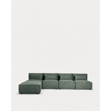 Modulares Sofa 4-Teilig mit Pouf aus Kord Kilhe Kord -Grün Grove - The Masie