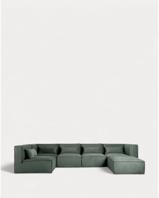 Modulares Sofa 5-teilig und Pouf aus Kord Kilhe