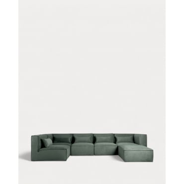 Modulares Sofa 5-teilig und Pouf aus Kord Kilhe Kord -Grün Grove - The Masie