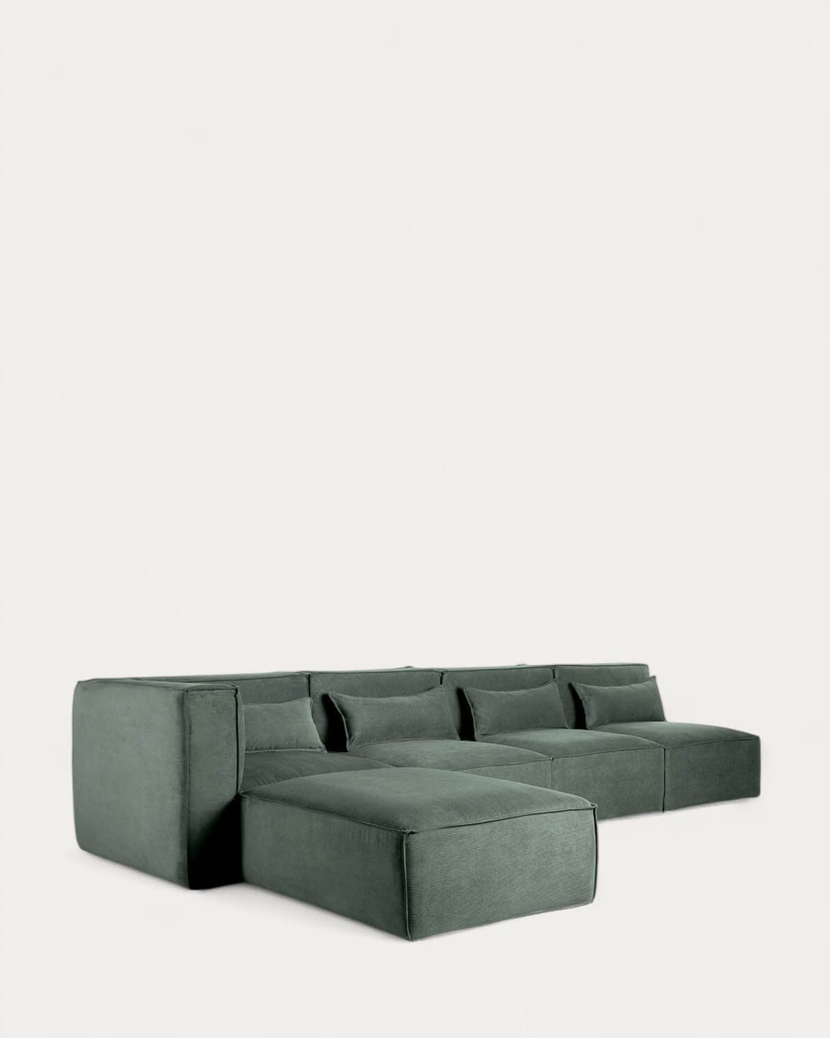 Modulares Sofa 4-teilig mit 3 Sesseln und Pouf aus Kord Kilhe, Galeriebild 1