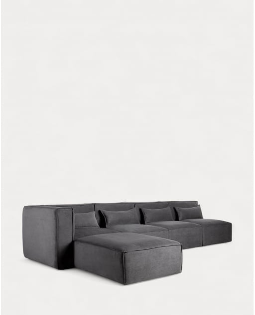 Modulares Sofa 4-Teilig mit Pouf aus Kord Kilhe - Kord -Grau Graphite